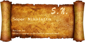 Seper Nikoletta névjegykártya